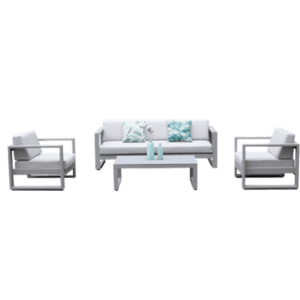 Salon de jardin aluminium 5 places gris clair Willis - Couleurs du monde - Livraison offerte !