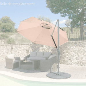 Toile pour parasol 200gr Taupe Flora - Couleurs du monde