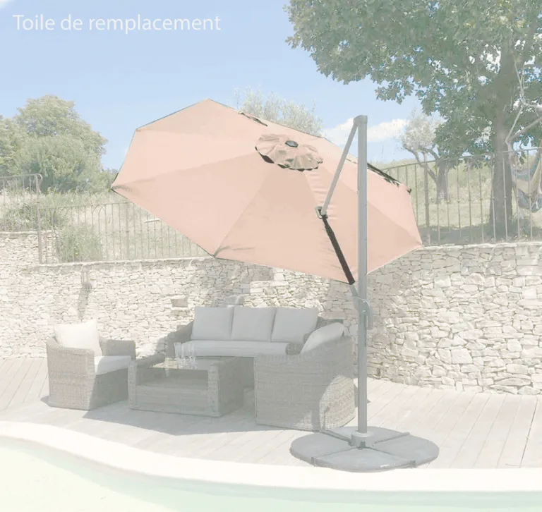 Housse De Remplacement Demi-Parasol 300cm 5 Baleines - Toile Pour Parasol De Jardin, Terrasse, Balcon - 8