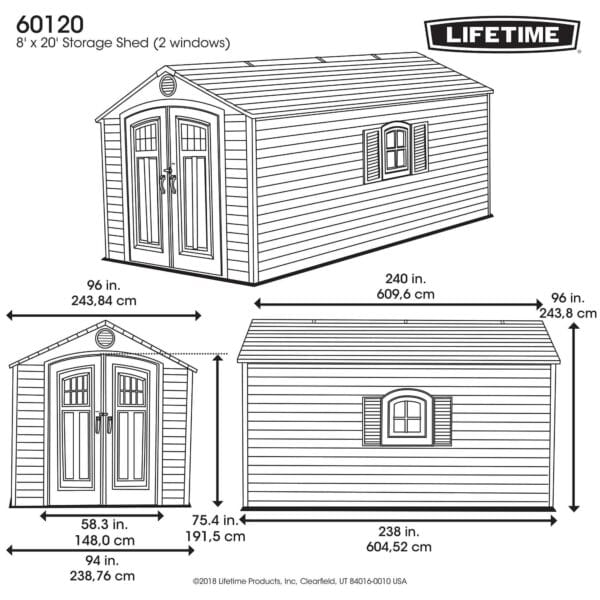 Grand abri de jardin 14 m2 en résine PEHD - Lifetime #60120 – Image 7