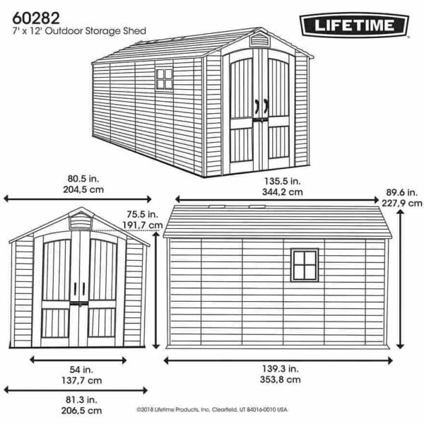 Cabane de jardin 7 m2 en résine PEHD - Lifetime #60282