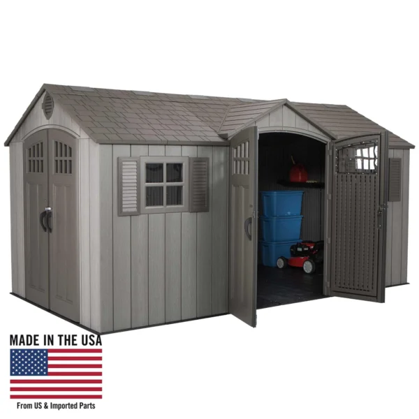 Porte double abri de jardin 11 m2 en résine PEHD - Lifetime #60318