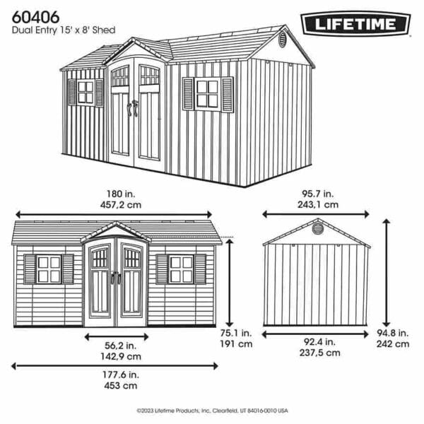 Abri aspect maison 11 m2 en résine PEHD - Lifetime #60406 – Image 10