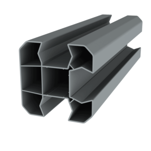 Poteau d'angle en option (compris : poteau d'angle 2M, 1 chapeau,1 embase, 1 cache rainure, 1 platine ou tube à sceller (selon hauteur))