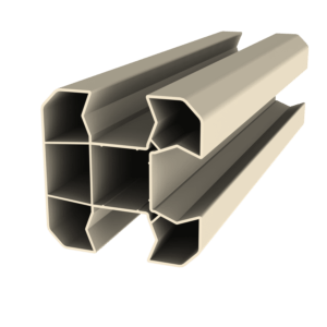 Poteau d'angle en option (compris : poteau d'angle 2M, 1 chapeau,1 embase, 1 cache rainure, 1 platine ou tube à sceller (selon hauteur))