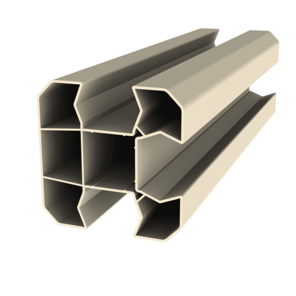 Poteau d'angle en option (compris : poteau d'angle 2M, 1 chapeau,1 embase, 1 cache rainure, 1 platine ou tube à sceller (selon hauteur))