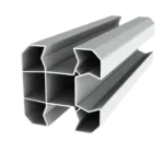 Poteau d'angle en option (compris : poteau d'angle 2M, 1 chapeau,1 embase, 1 cache rainure, 1 platine ou tube à sceller (selon hauteur))