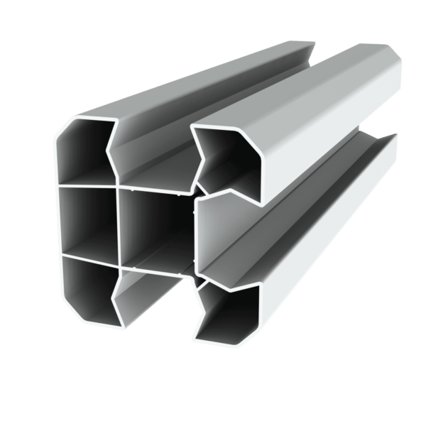 Poteau d'angle en option (compris : poteau d'angle 2M, 1 chapeau,1 embase, 1 cache rainure, 1 platine ou tube à sceller (selon hauteur))