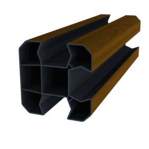 Poteau d'angle en option (compris : poteau d'angle 2M, 1 chapeau,1 embase, 1 cache rainure, 1 platine ou tube à sceller (selon hauteur))