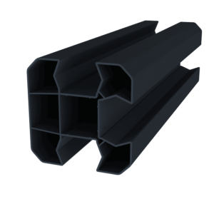 Poteau d'angle en option (compris : poteau d'angle 2M, 1 chapeau,1 embase, 1 cache rainure, 1 platine ou tube à sceller (selon hauteur))