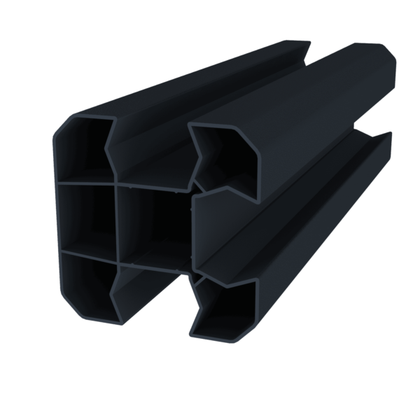 Poteau d'angle en option (compris : poteau d'angle 2M, 1 chapeau,1 embase, 1 cache rainure, 1 platine ou tube à sceller (selon hauteur))