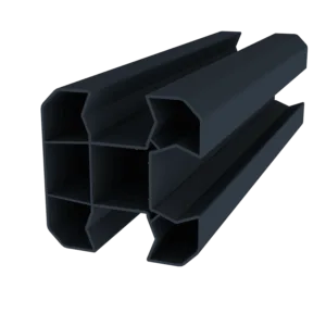 Poteau d'angle en option (compris : poteau d'angle 2M, 1 chapeau,1 embase, 1 cache rainure, 1 platine ou tube à sceller (selon hauteur))