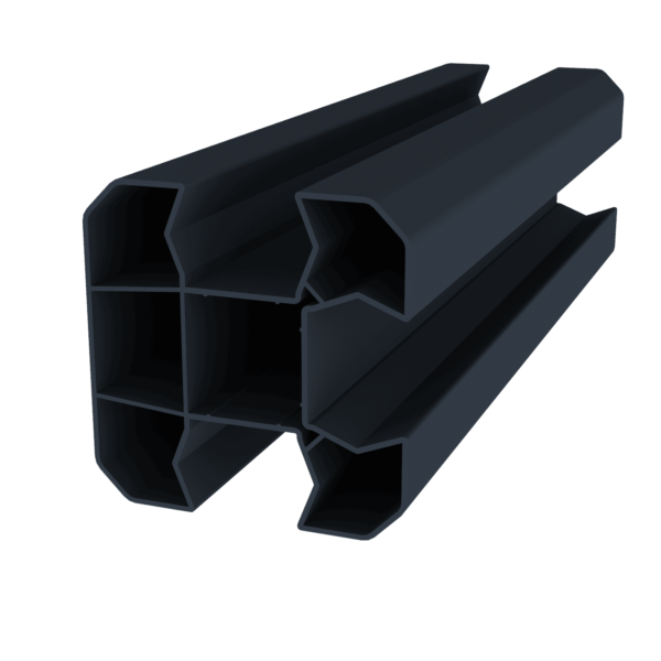 Poteau d'angle en option (compris : poteau d'angle 2M, 1 chapeau,1 embase, 1 cache rainure, 1 platine ou tube à sceller (selon hauteur))