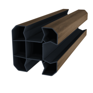 Poteau d'angle en option (compris : poteau d'angle 2M, 1 chapeau,1 embase, 1 cache rainure, 1 platine ou tube à sceller (selon hauteur))