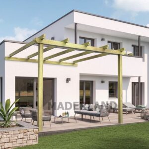 Pergola adossée bois massif autoclave CL4 Lloret - Maderland PMA011