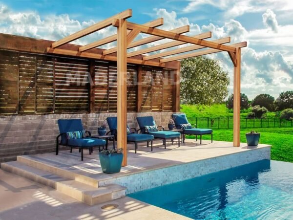 Pergola adossée en bois lamellé collé Andorra - Maderland PLA007