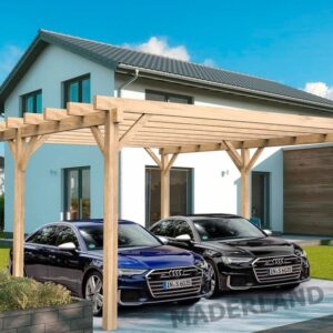 Carport 2 voitures bois lamellé collé 6x5M Lugo - Maderland PL01765 Lugo