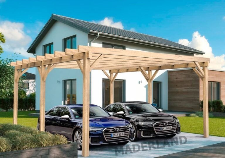 Carport 2 voitures bois lamellé collé 6x5M Lugo - Maderland PL01765 Lugo