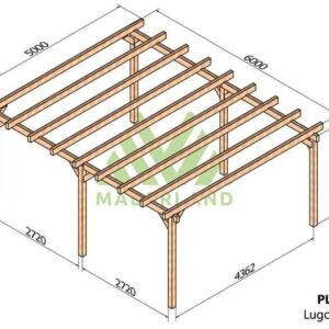 PL01765 Carport 2 voitures bois lamellé collé 6x5M Lugo - Maderland