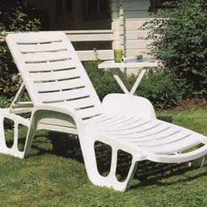 Bain de soleil blanc Lettino - Lot de 2 pcs - Banliat - Table non comprise