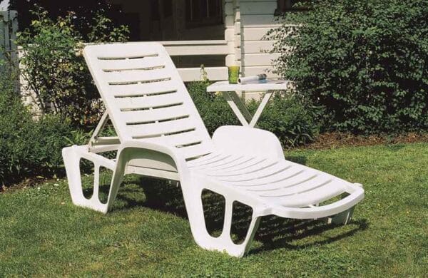 Bain de soleil blanc Lettino - Lot de 2 pcs - Banliat - Table non comprise