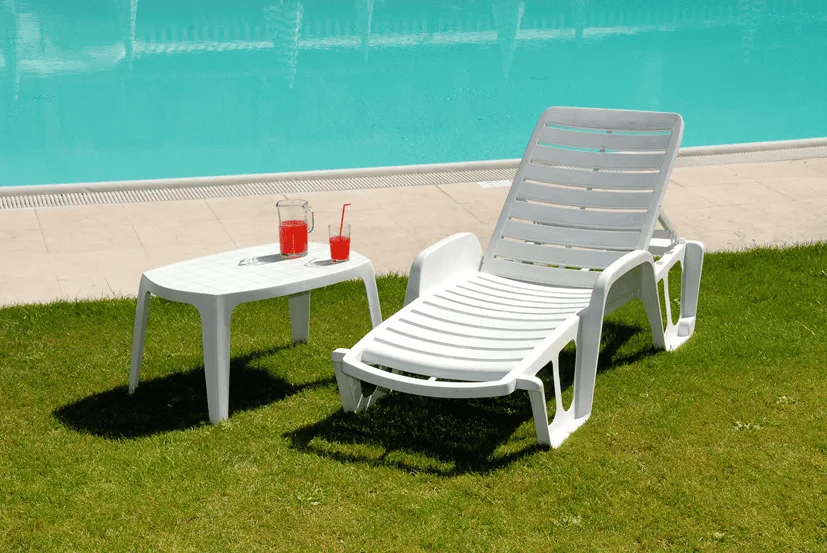 Bain de soleil blanc Lettino - Lot de 2 pcs - Banliat (table non comprise)