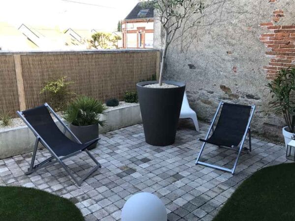 Chilienne aluminium - toile anthracite - Lot de 2 pcs - Banliat - en situation