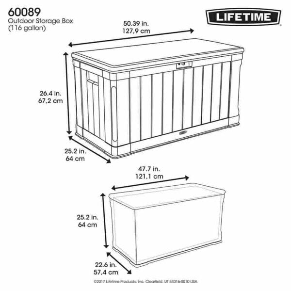 Coffre de rangement extérieur étanche pour jardin 439L - Lifetime #60089
