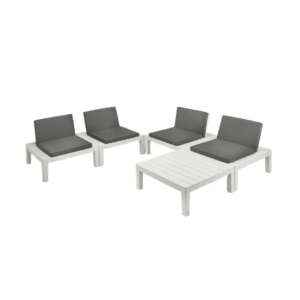 Ensemble table et chaise 4 personnes modulable blanc API - Banliat