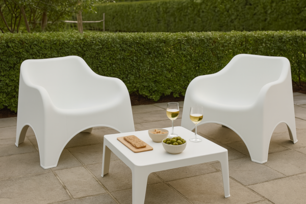 Fauteuil bas de jardin blanc - Lot de 2 - Picsi
