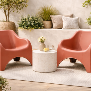 Fauteuil de jardin bas terracotta - Lot de 2 - Picsi