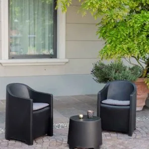 Petit salon de jardin balcon terrasse anthracite Luna installé - Banliat