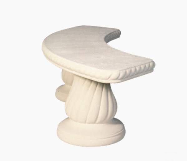 Banc arrondi classique ton blanc 160x46 cm