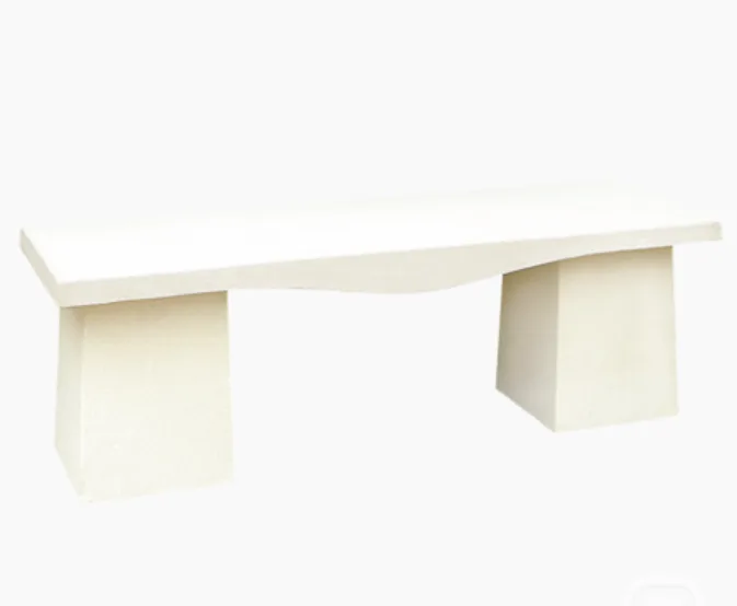 Banc extérieur moderne béton blanc 138x50 cm 2 Banc extérieur moderne béton blanc 138x50 cm