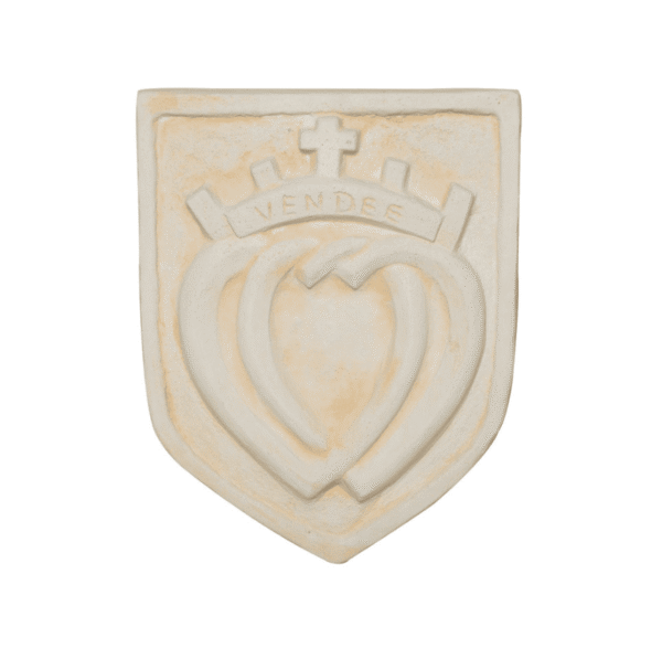 Grand blason Coeur Vendéen en pierre ton vieilli 1 Grand écusson coeur Vendéen en pierre ton vieilli