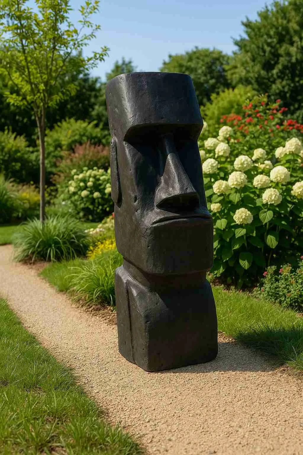 Grande statue Moaï en béton ciré – 140 cm – Décoration artisanale pour extérieur