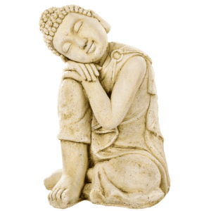 Petite statue Bouddha penseur ton vieilli 47 cm