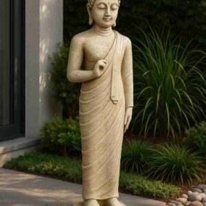 Statue Bouddha debout Pang Ham Yati ton vieilli 84 cm (Mise en situation générée à titre indicatif - visuel non contractuel)