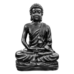 Statue Bouddha pour extérieur Kadampa ton ciré noir 96 cm