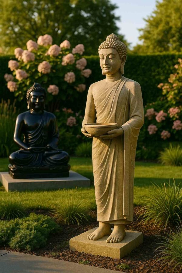 Statue Bouddha Kadampa ton ciré noir 96 cm 2 Statue Bouddha pour extérieur Kadampa ton ciré noir 96 cm (Mise en situation générée à titre indicatif - visuel non contractuel)