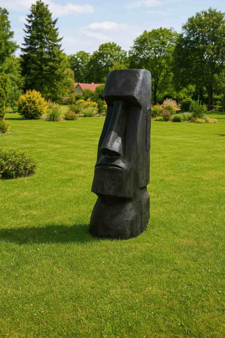 Statue MOAI noire ton ciré 180 cm - (Visuel non contractuel - généré par IA)