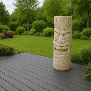 Statue Maori totem Tiki ton vieilli noir 80 cm (Mise en situation générée à titre indicatif - visuel non contractuel)