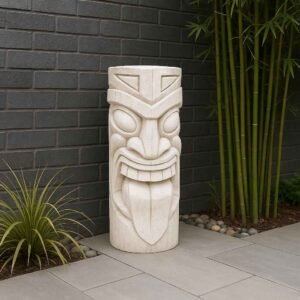 Statue Tiki extérieur Maori ton vieilli 51 cm (Mise en situation générée à titre indicatif - visuel non contractuel)