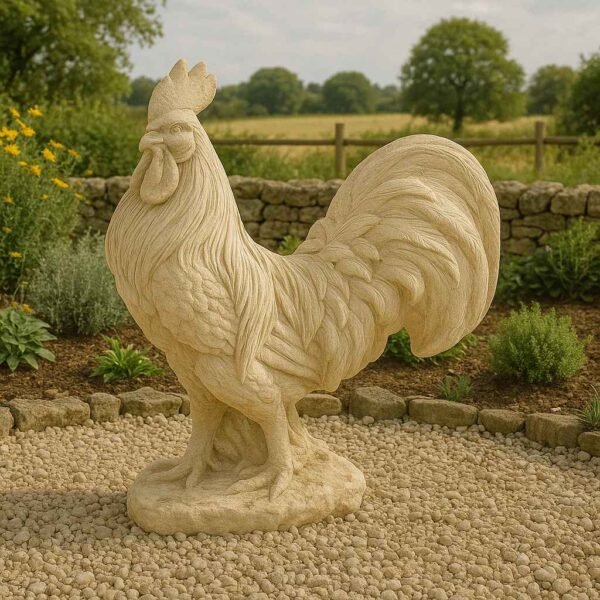 Statue coq français ton vieilli 45 cm (Mise en situation générée par IA à titre indicatif - visuel non contractuel)