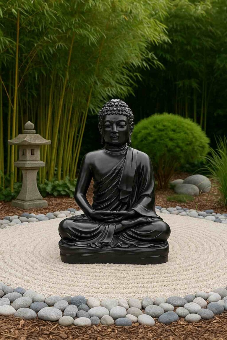 Statue de Bouddha Kadampa ton ciré noir 150 cm