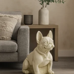 Statue de Bouledogue français ton vieilli 43 cm