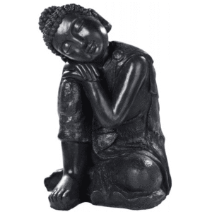 Statue du Bouddha penseur ton ciré noir 47 cm