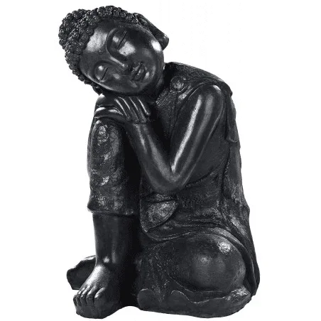 Statue du Bouddha penseur ton ciré noir 47 cm