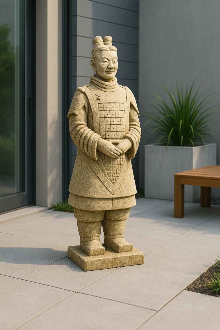 Statue de guerrier chinois Xian ton vieilli 102 cm 2 Statue de guerrier chinois Xian ton vieilli 102 cm (Mise en situation générée par IA à titre indicatif - visuel non contractuel)