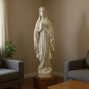 Statue sainte vierge ton vieilli 130 cm (Visuel non contractuel - Mise en situation générée à titre indicatif)